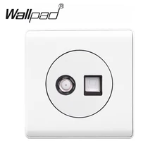 F Тип Коаксиальная Антенна Разъем для спутниковый ресивер с RJ45 Ethernet ПК данные розетка настенная Передняя панель Wallpad белый Пластик рамка