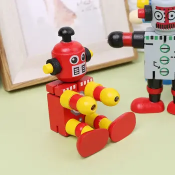 

Wooden Robot Wood Toys Children Kids Educational Robots Colorful Painting Funny Gifts Variant Changeable Toy Collection Crafts