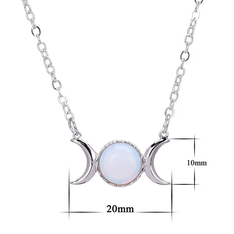 Тройной великолепный символ Луны ожерелье с подвеской в виде полумесяца опал заживление с натуральным кристаллом кварца Сейлор Мун кулон для женщин - Окраска металла: 3