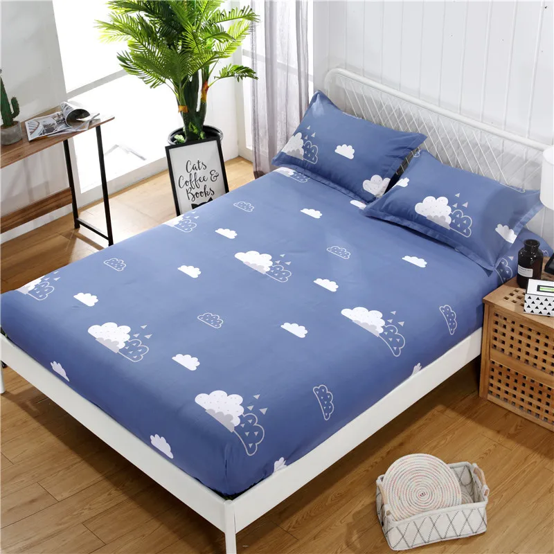 3pcs/set Print Beddings Fitted Sheet Pilowcases Elastic Mattress Cover Multi-size Mattress Protecto