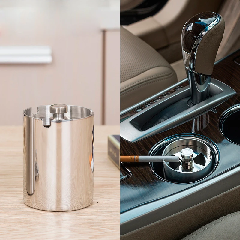 Ashtray Outdoor Windproof Ashtray Stainless Steel Ashtray Car Ashtray Multifunctional#c