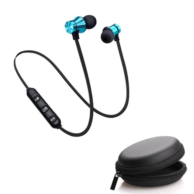 Беспроводные магнитные bluetooth-наушники, спортивные bluetooth-наушники, металлические цветные bluetooth-наушники с микрофоном для iPhone samsung - Цвет: blue with box