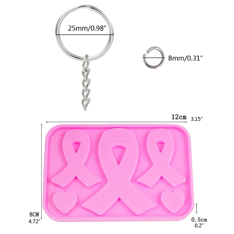 Handmade AIDS Cancer Awareness Bow Keychains Resin Mold Silicone Red Ribbon Bow Epoxy Resin Mold Jewelry Making Tools Crystal silicone mold