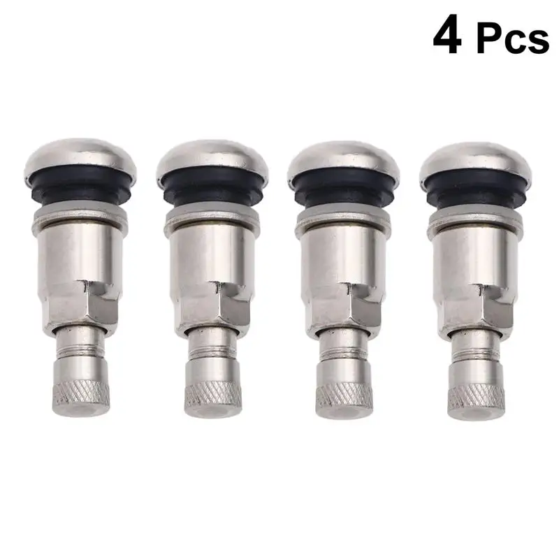 4pcs Car Wheel Valve Stem Caps Stainless Steel Tire Valve Stems For