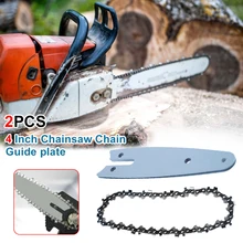 

2pcs 4 Inch Mini Steel Chainsaw Chain Lightweight Guide Chain Suitable for 4 Inch Cordless Electric Chain Saw