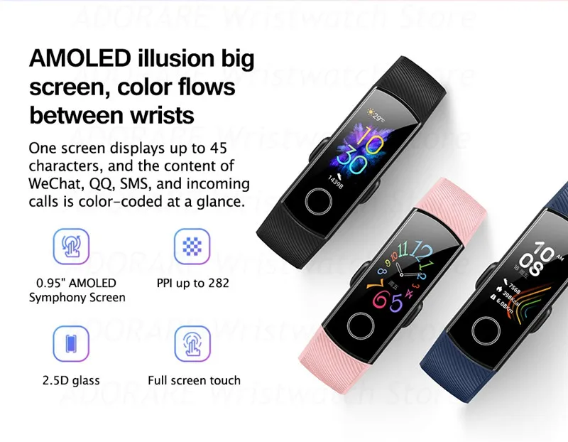 Умный Браслет huawei honor Band 5 NFC, кровяной кислород, цветной сенсорный экран, фитнес, пульс, водонепроницаемые Смарт-часы