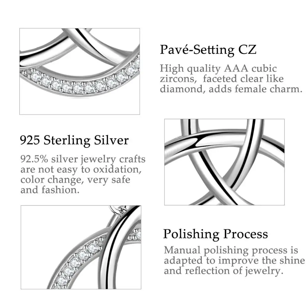EUDORA 925 Sterling Silver Good Luck Irish Celtics Knot Triangle Vintage CZ Pendant Necklaces Link