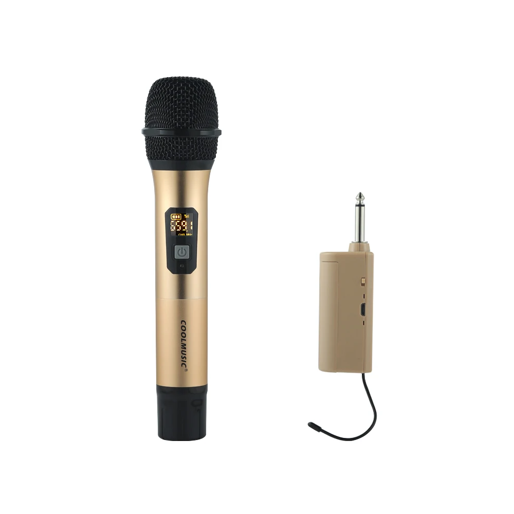 

COOLMUSIC 10 Channels UHF Microphones Handhel Portable Mic with Mini Receiver Wireless Microphone System for Live Show