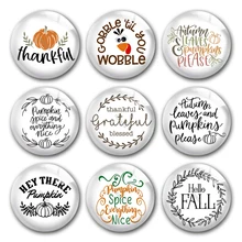 

Handmade Thanks giving day Autumn PUmpkin Round photo glass cabochons demo flat back DIY jewlery Making findings accessory