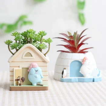 

Cute Cartoon Resin Flower Pot Succulent Plant Pot Home Micro Landscape Potted Decoration N06