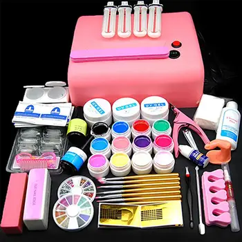 

36W UV Lamp Colorful UV Gel Nail Kit Fake nail tips clippers kits Set Nail DIY Gift Packs