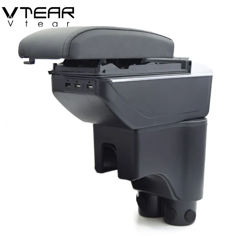 Vtear Car Armrest Box USB Centre Console Storage Container Leather