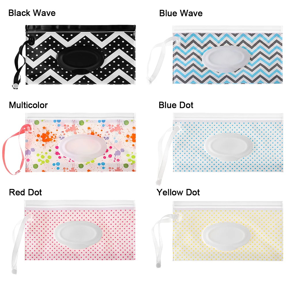 1PC Wet Wipes Bag Portable Flip Cover Snap-Strap Cosmetic Pouch Cute Baby Tissue Box Outdoor Cute Stroller Carrying Case Acces 5