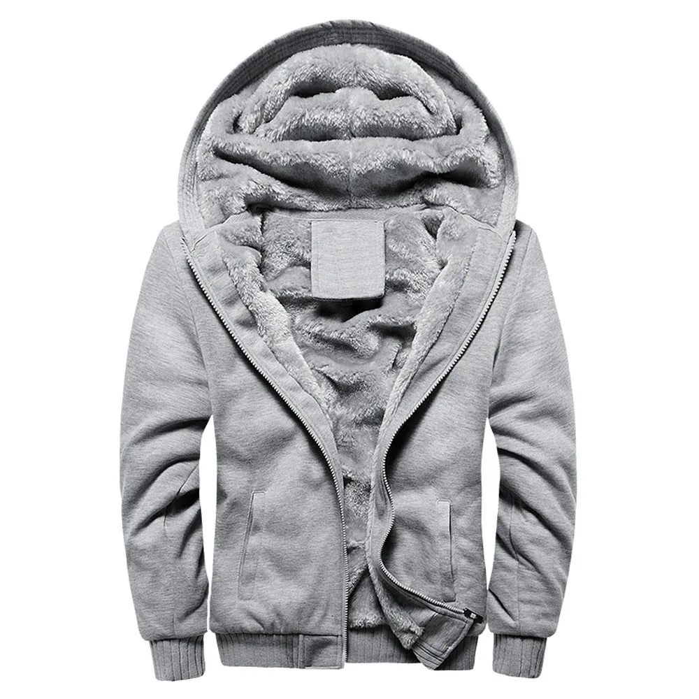 JAYCOSIN модная куртка для мужчин, зимний теплый флисовый свитер на молнии, куртки, пальто, повседневное хлопковое однотонное пальто с капюшоном, мужская верхняя одежда 1025