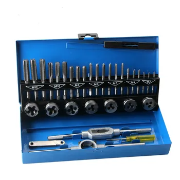 

32PC M3-M12 Alloy Steel Tap and Die Set Machining Tools Iron Box