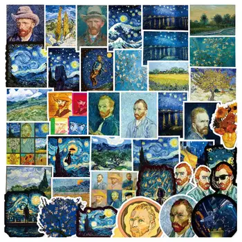 

50 Pcs/Set The Painting Of Van Gogh PVC Waterproof Stickers For Luggage DIY Scrapbooking Stationery Sticker