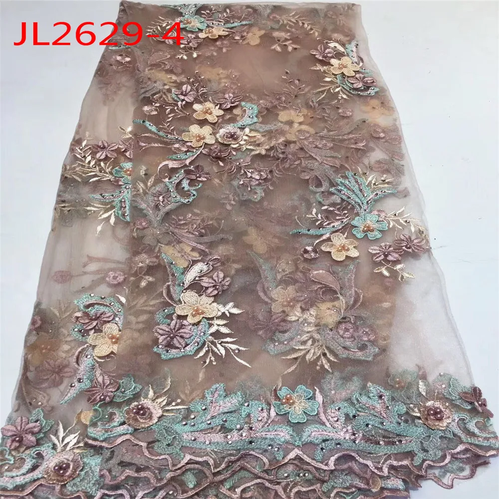 Hot selling Italian new design baby pink high- class embroidery transparent mesh child skirt fabric 5 yards