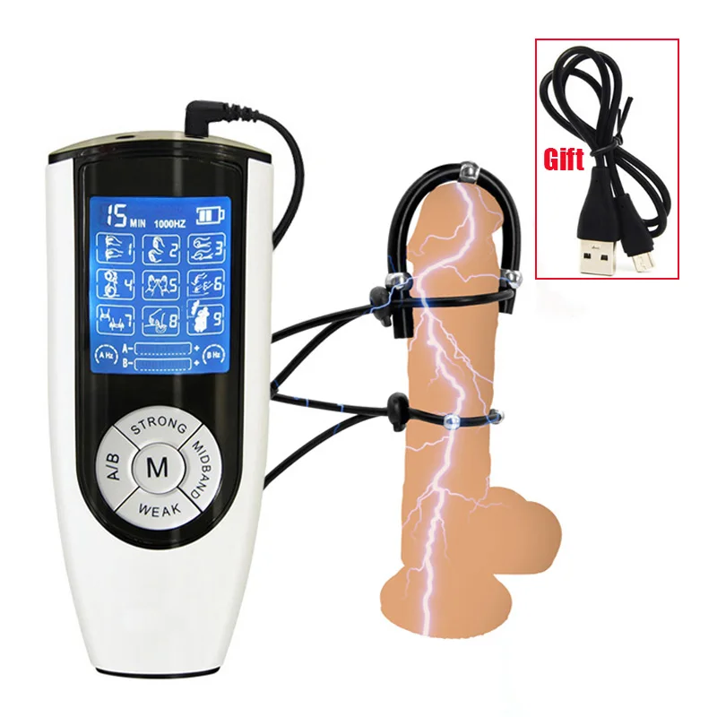 

BDSM Strong Electric Shock Penis Ring Bead Estim Massage Cock Ring Electro Stimulation Penis Enlargement Glans Ring Male Sex Toy