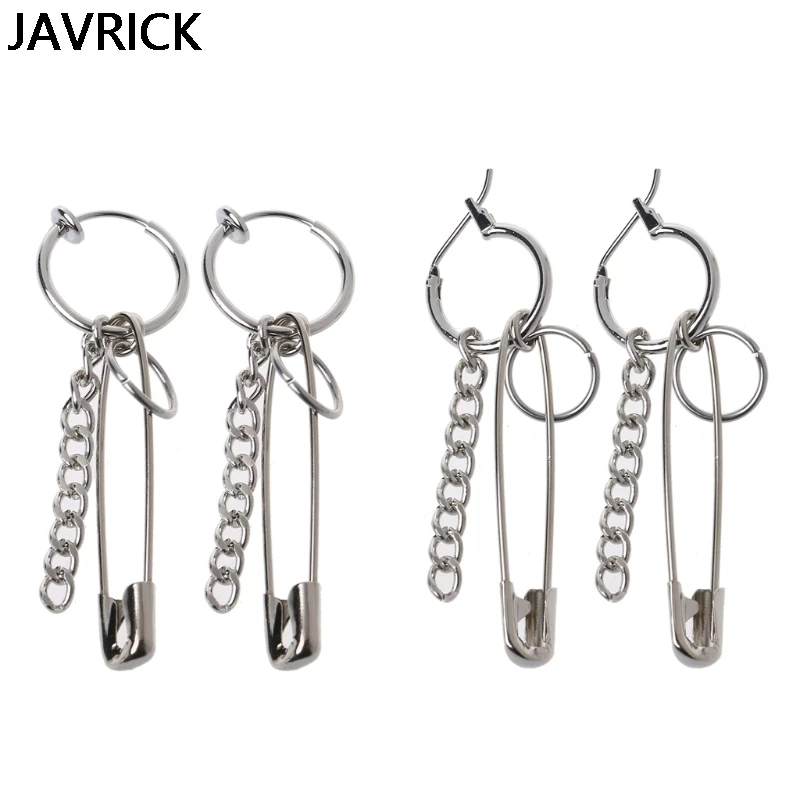 

Safety Pin Shape Geometry Long Chain Tassel Irregular Earrings Korean Jewelry