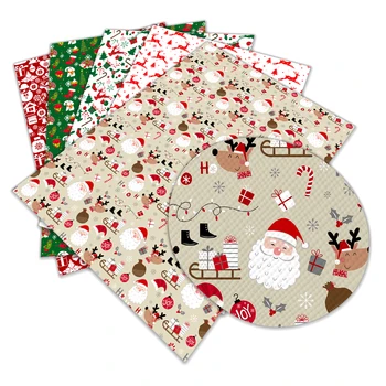 

New Christmas Cartoon Pattern Design A4 22x30cm Printed Faux Leather for DIY Bag Material Fabric L292 L293