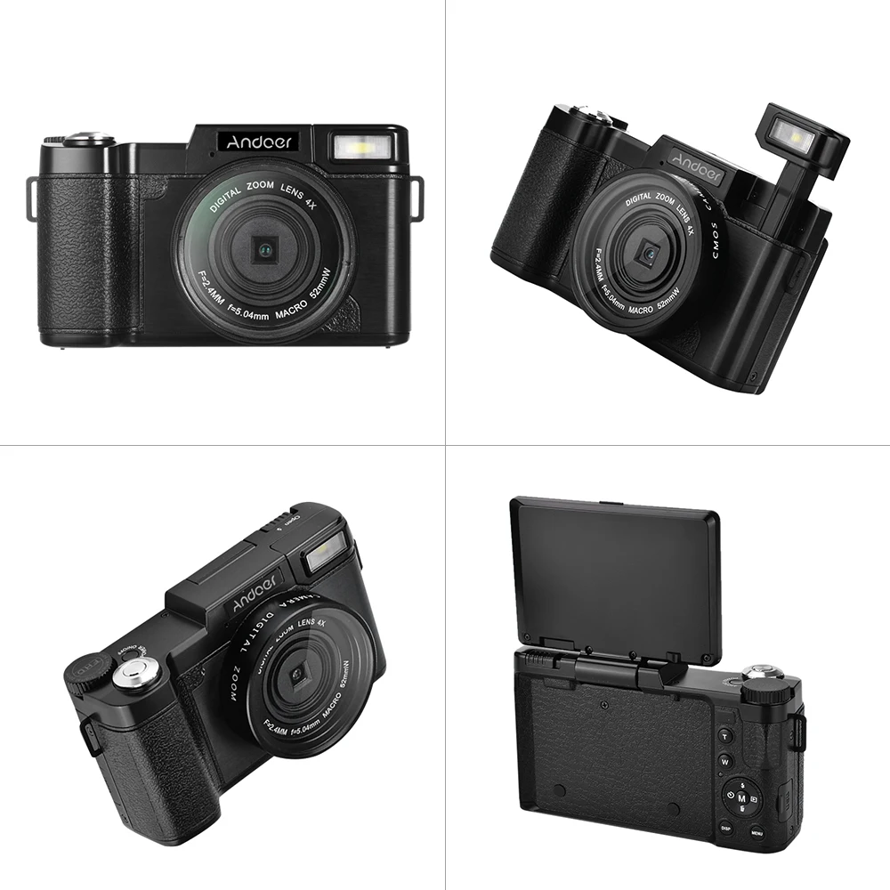 Andoer R1 1080P Цифровая камера 15fps Full HD 24MP 4X цифровая зум видеокамера выдвижной фонарик с УФ-фильтром 4k видеокамера