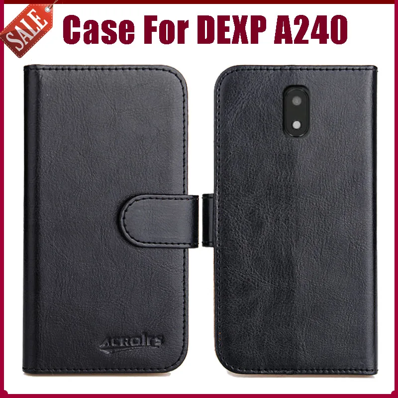 

Hot! DEXP A240 Case 4" 6 Colors Flip Soft Leather Phone Wallet Cover Stand Function Case Credit Card Slots