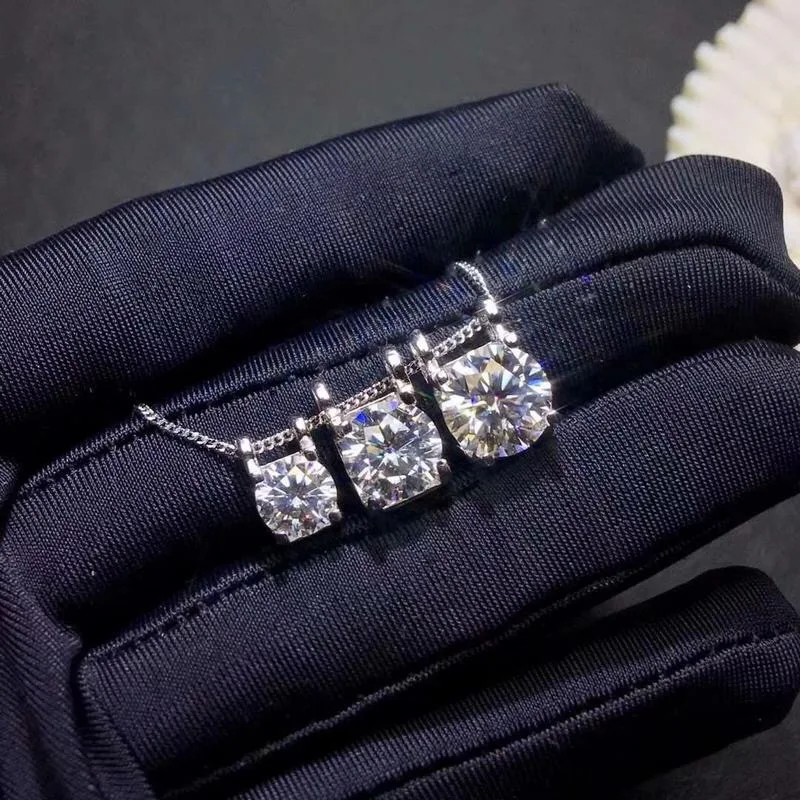 Kkmall Store круглые серебряные подвески Moissanite 3.00ct D VVS Роскошные Подвески Moissanite серьги-гвоздики 925 ожерелья