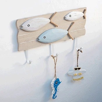 

Coat Fish Bone DIY With 3 Hooks Home Wall Mount Hat Key Rack Bag Decoration Towel Hanger Wood Organizer