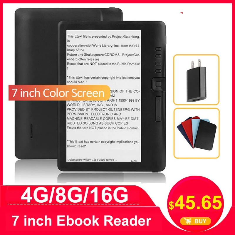 Online CLIATE 4G8G 16G 7 inch Ebook reader LCD Color screen smart with HD resolution digital E book support Russian Spanish Portuguese