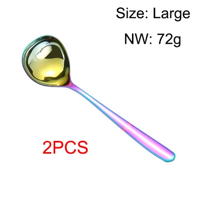 Large 2PCS Rainbow 2 или 6 шт. 304 ложка из нержавеющей стали для супа, утолщенная ложка большой емкости, креативная столовая посуда, столовые приборы, ресторанные принадлежности - Цвет: Large 2PCS Rainbow
