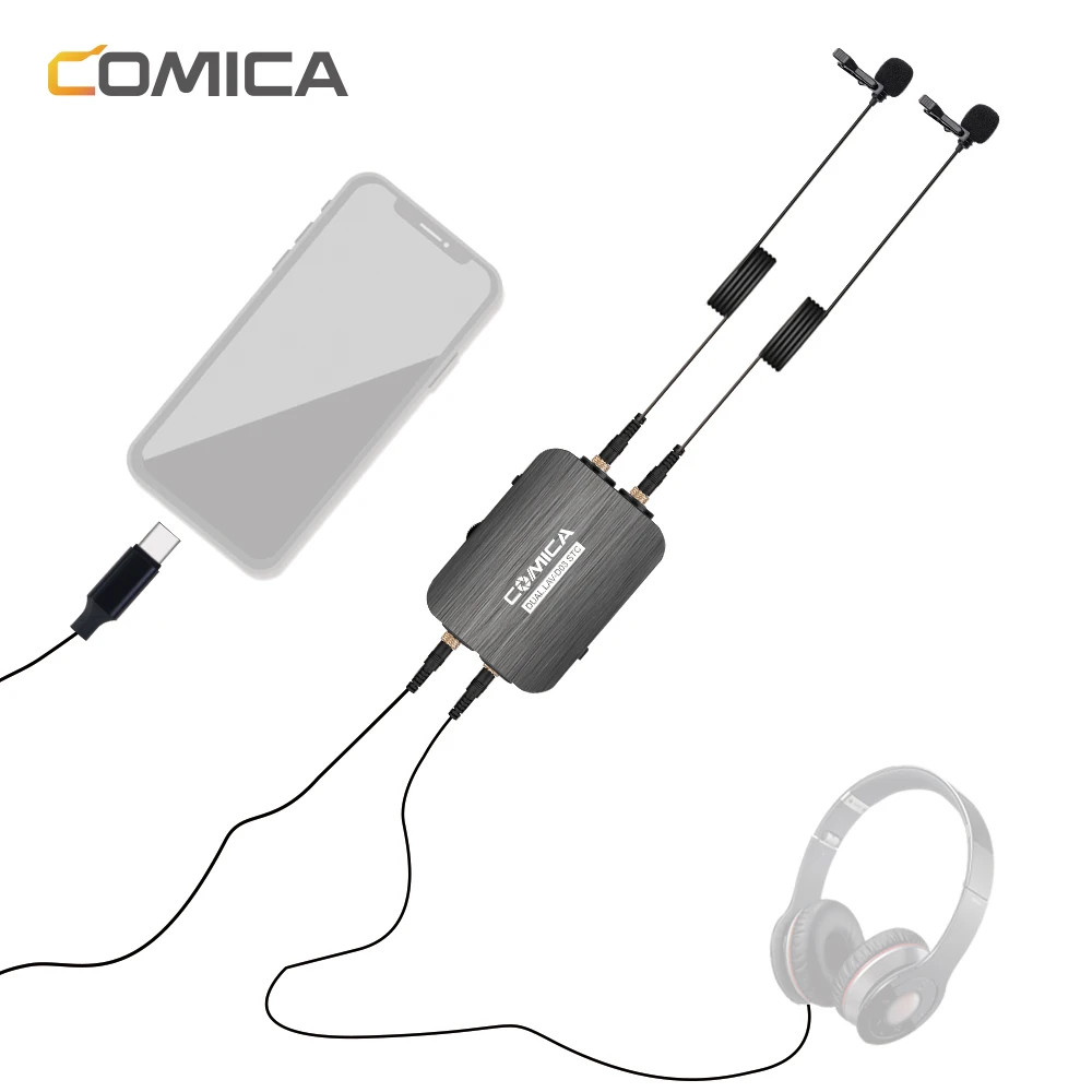CoMica CVM-D03 STC всенаправленная двойная головка петличный микрофон с отворотом power Bank Зарядка в режиме реального времени мониторинг для смартфона