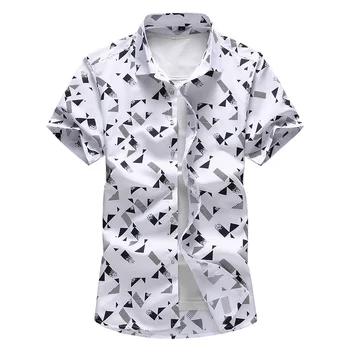

2019 Summer Shirt Men Casual Short Sleeve Beach Hawaii Shirt Print Floral Holiday Slim Fit Male Button Tops Plus Size M-7XL