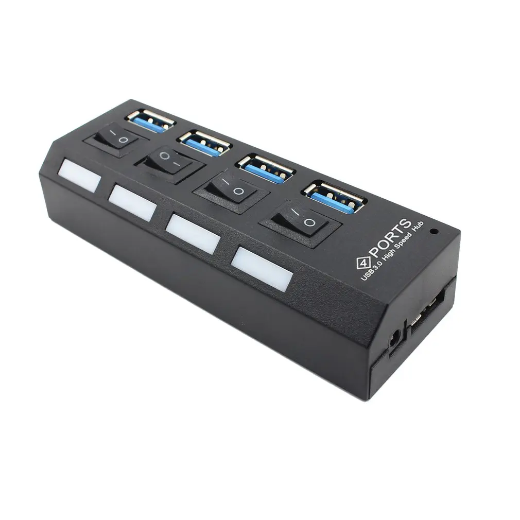 Usb-хаб 3,0 4 порта Micro USB 3,0 концентратор разветвитель с адаптером питания высокоскоростной 5 Гбит/с USB разветвитель для ПК