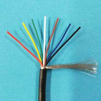 

10metre 7Pin/0.12mm Shielded Signal Line 28AWG / OD4.0 Control Wire Black with 55Core 0.1mm Shield Tinned Copper Wire
