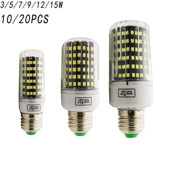 

E27 SMD2835 42 84 112 123 144leds 9W 3W 7W 9W 12W 15W AC220V Led Bulbs decoration light NO dimmable corn lamp lights 10pcs/lot