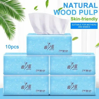 

10pack 3 Ply Kitchen Bathroom Pumping Paper Toilet Restaurant Wood Pulp Pocket Tissue Household Napkin Baby Soft Hotel Safe