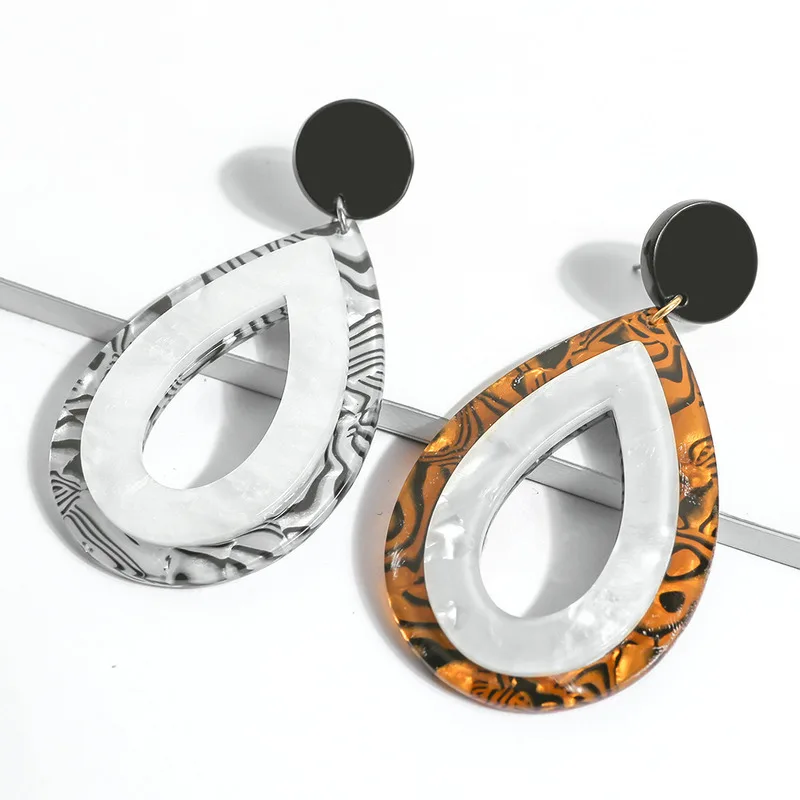 Модные Акриловые серьги с каплевидными цветными блоками из смолы Весна Лето