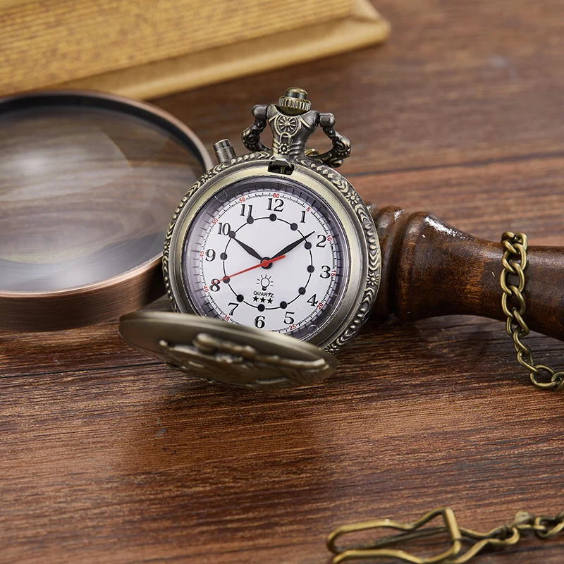 Светящиеся винтажные Паровозик двигатель железнодорожный поезд карманные часы