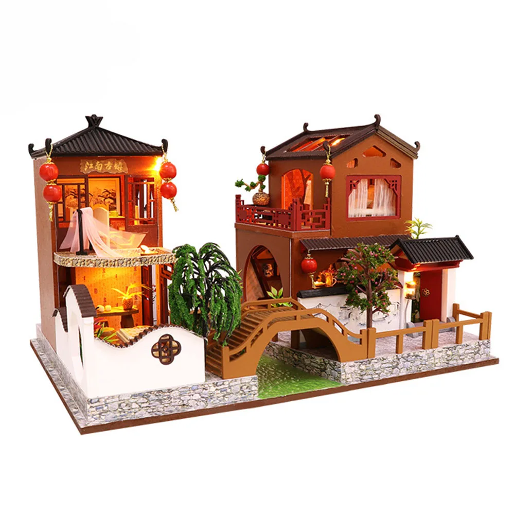

Assembly Exquisite DIY Craft Non Toxic Chinese Style Gifts Battery Powered Wooden Toys LED Light Decorative Display Doll House
