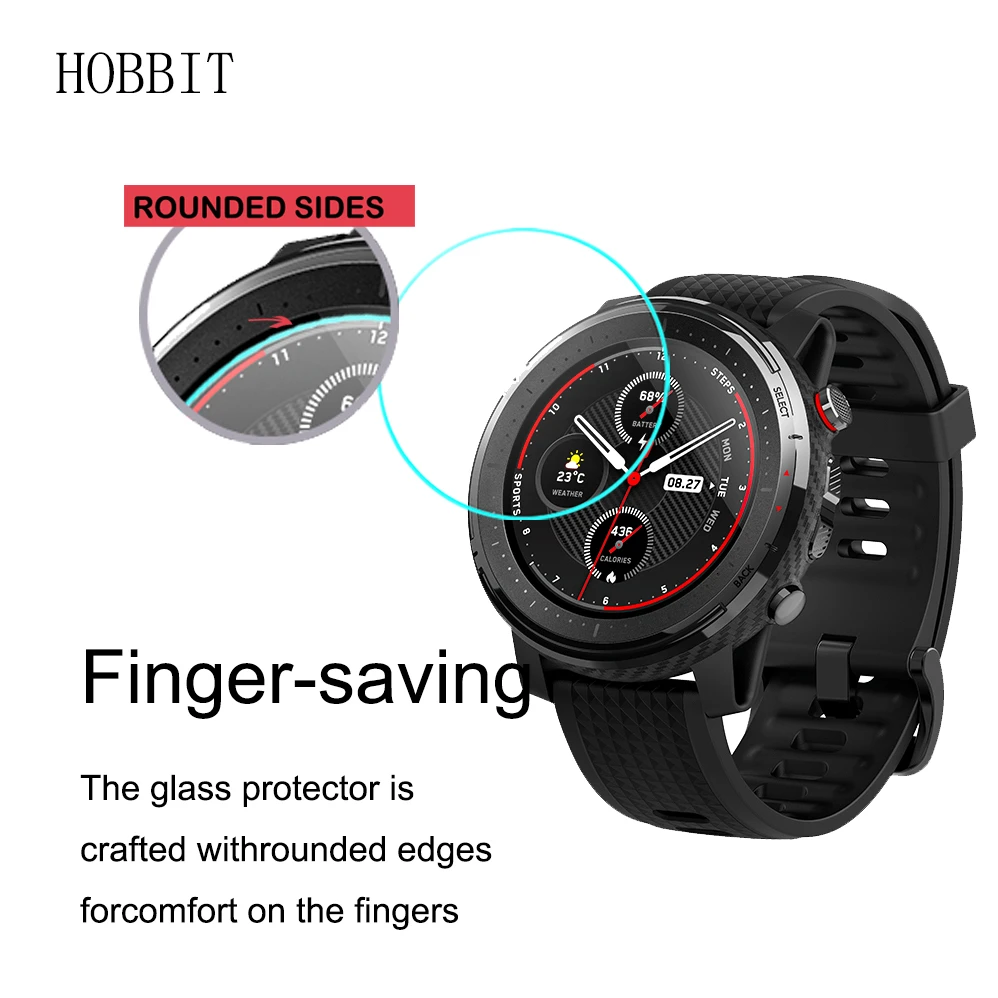 

2Pack Screen Protector 9H 2.5DTempered Glass Amazfit Stratos 3 Smart Watch GPS Explosion-proof Anti-Scratch Transparent Film