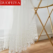 

White Lace Tulle Curtains for Bedroom Living Room Modern Embroidery Sheer In Kitchen Window Treatments Hotel Decoration Custom