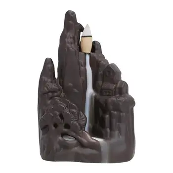 

Handmade Purple Sand Backflow Incense Burner Mountain Shape Smoke Waterfall Incense Holder Aromatherapy Furnace Aromatic