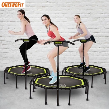 

ONETWOFIT Trampoline for Kids Octagonal Elastic Jumping Tranpolines Bed with Adjustable Handrail Home Gym Fitness Equipment