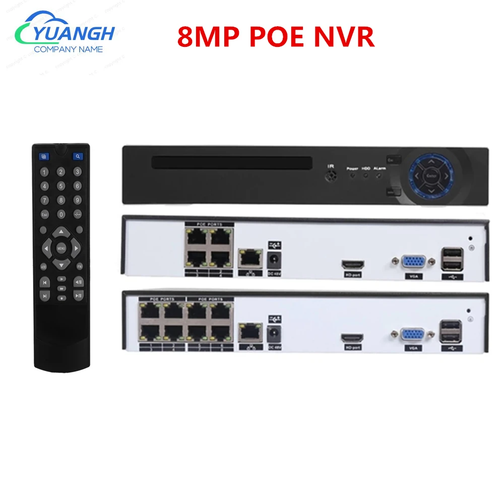 H.265 Network POE NVR Recorder 4CH 8CH 8MP Security POE Network Video Recorder P2P XMEye APP With Remove Control