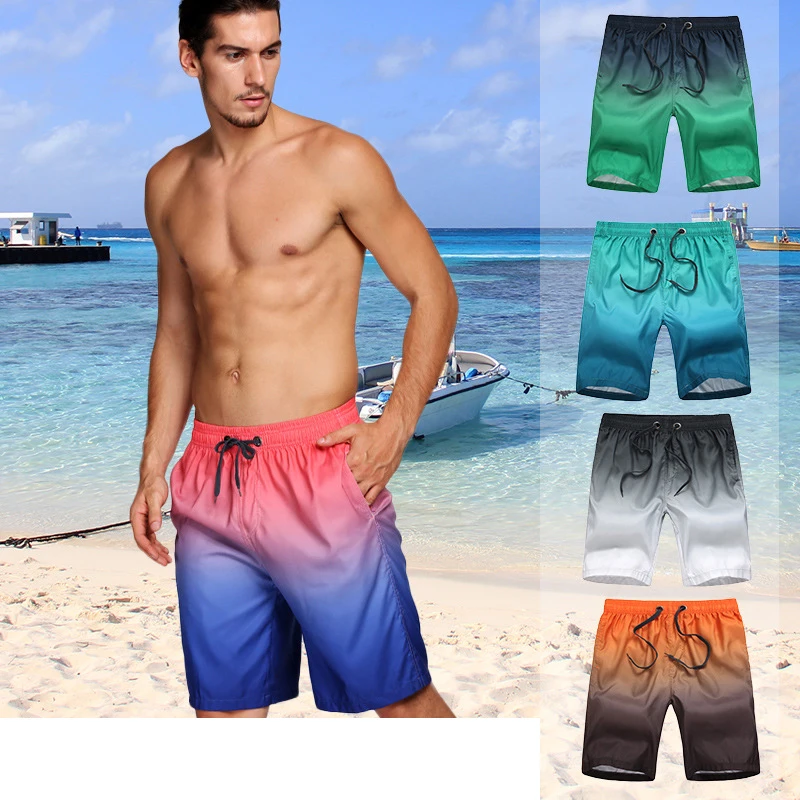 

Шорты мужские пляжные с карманами, плавки для водных видов спорта, плавки, повседневные, с градиентом, эластичная спортивная одежда, большие...