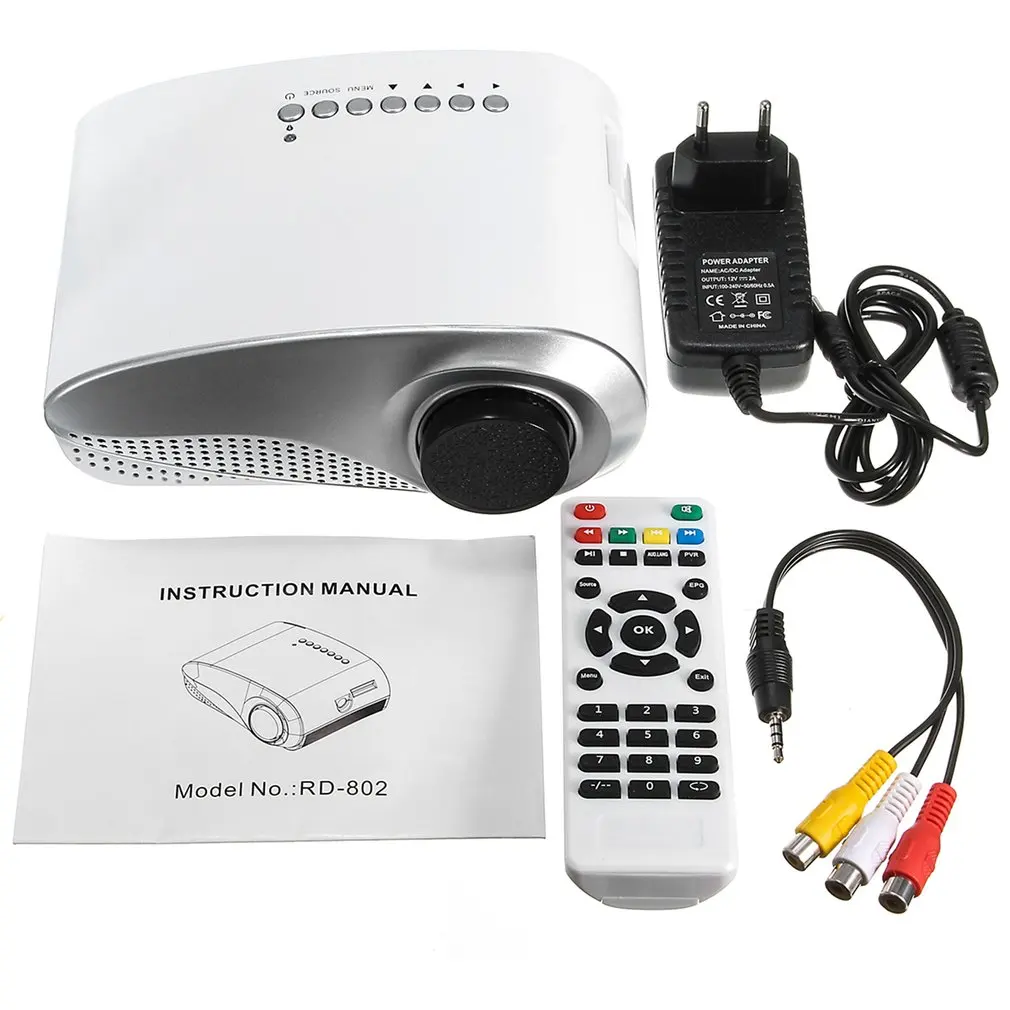 

ICOCO 3D Full HD 1080P Mini Portable Projector LED Multimedia Player USB VGA HDMI TV AV 18000K LED Projector Home Theater