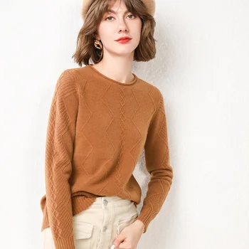 

2019 New Woman sweater autumn round neck sweater Woman's clothing Diamond stitching shirt