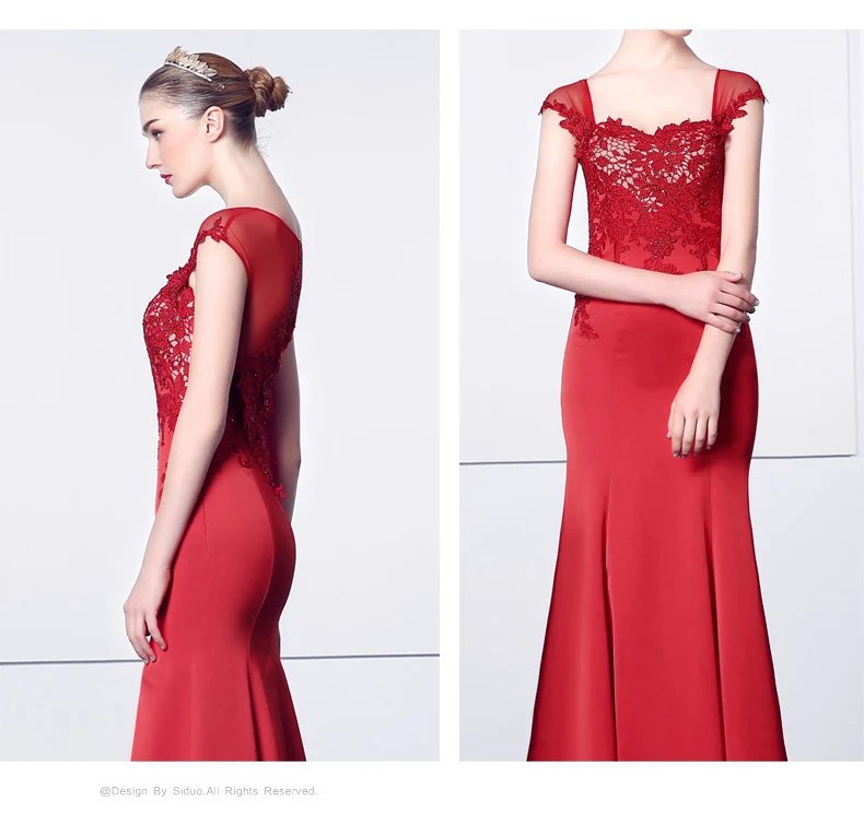 Прозрачное сзади милое платье с коротким рукавом robe de soiree новая мода vestido de festa Красное длинное вечернее элегантное платье русалки