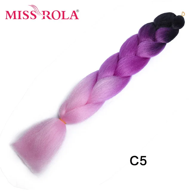 Miss Rola Synthetic Support Wholesale 100g 24 Inch Jumbo BraidsPink Green Yellow High Temperature Fiber Ombre Hair Extensions C5