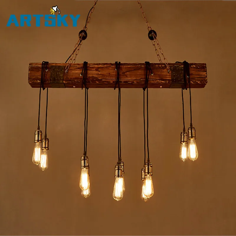 

Vintage Loft Decorative Wooden Lamp for Cafe Bar Bedroom Restaurant Decoration